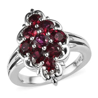 Anthill Garnet Elongated Ring in Platinum Over Sterling Silver 1.85 ctw