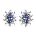 Tanzanite and White Zircon Sunburst Stud Earrings in Platinum Over Sterling Silver 0.90 ctw - Sticky add to cart bar