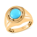 Sleeping Beauty Turquoise and White Zircon Reversible Men's Ring in Vermeil Yellow Gold Over Sterling Silver 3.25 ctw - Sticky add to cart bar