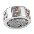 Multi-Tourmaline Men's Ring in Stainless Steel (Size 10.0) 1.50 ctw - Sticky add to cart bar