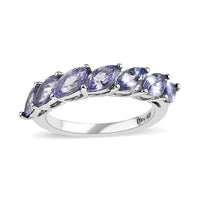 Tanzanite Half Eternity Band Ring in Platinum Over Sterling Silver (Size 10.0) 1.75 ctw