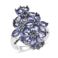 Tanzanite Floral Ring in Platinum Over Sterling Silver 5.25 ctw - Sticky add to cart bar