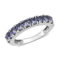 Tanzanite Half Eternity Band Ring in Platinum Over Sterling Silver (Size 10.0) 1.00 ctw