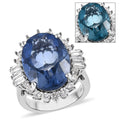 Color Change Fluorite (IR) and White Zircon Halo Ring in Platinum Over Sterling Silver 16.30 ctw - Sticky add to cart bar