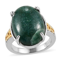 Karis Green Aventurine Solitaire Ring in 18K YG Plated and Platinum Bond (Size 10.0) 14.00 ctw
