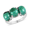 Karis African Malachite 3 Stone Ring in Platinum Bond 10.00 ctw - Sticky add to cart bar
