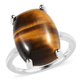 Tiger's Eye Solitaire Ring in Sterling Silver 10.75 ctw - Sticky add to cart bar