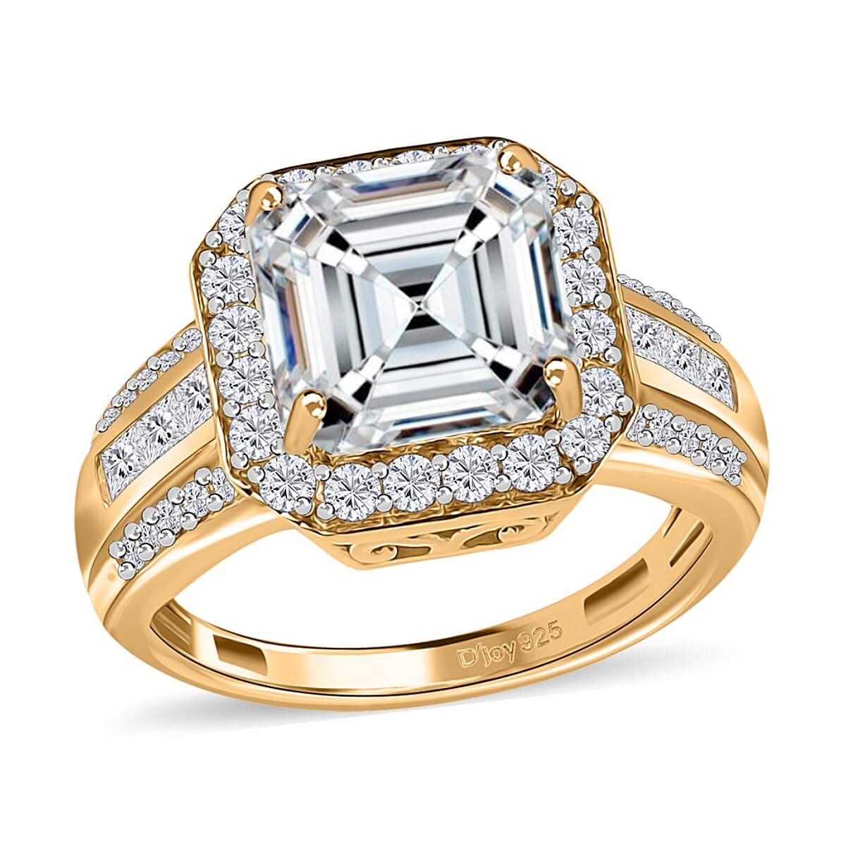 Moissanite Ring in Vermeil Yellow Gold Over Sterling Silver (Size 10.0) 4.85 ctw