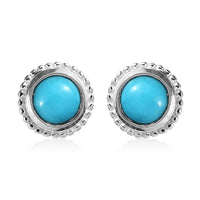 Sleeping Beauty Turquoise Solitaire Stud Earrings in Sterling Silver 1.00 ctw