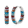 Multi Gemstone Inside Out Hoop Earrings in Platinum Over Sterling Silver 6.25 ctw - Sticky add to cart bar