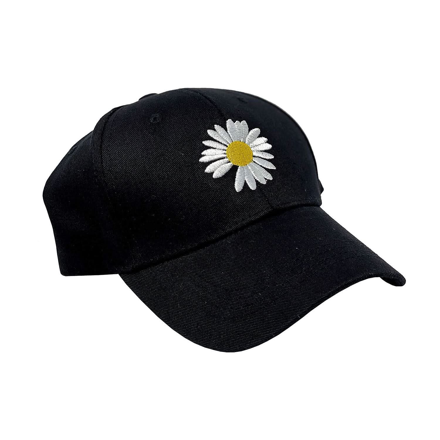 Flower Embroidered Baseball Cap - White/Yellow Flower