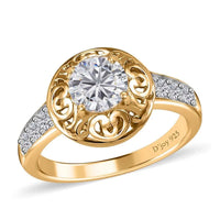 Moissanite Ring in Vermeil Yellow Gold Over Sterling Silver 0.85 ctw