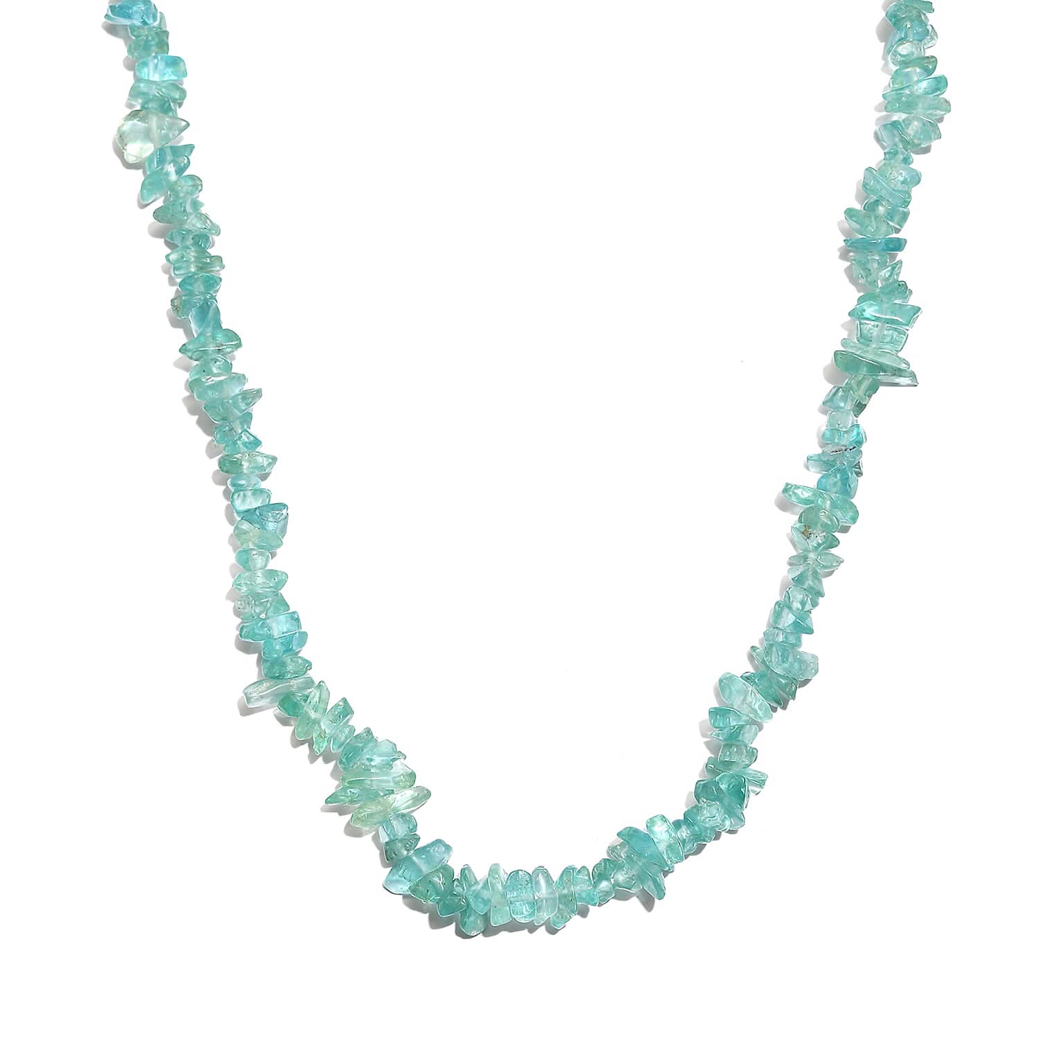 Apatite Chips Necklace 20 Inches in Sterling Silver 116.10 ctw