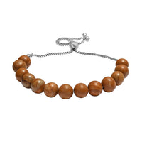 Zebra Jasper 50.00 ctw Beaded Bolo Bracelet in Sterling Silver