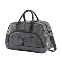 TLV Black Crocodile Pattern Faux Leather Travel Bag (21.65"x8.5"x13.39") with Handle Drop (5.5") and Shoulder Strap (40")