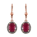 Niassa Ruby (FF) and Champagne Zircon Lever Back Earrings in Vermeil Rose Gold Over Sterling Silver 6.10 ctw - Sticky add to cart bar