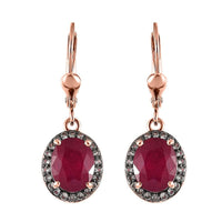 Niassa Ruby (FF) and Champagne Zircon Lever Back Earrings in Vermeil Rose Gold Over Sterling Silver 6.10 ctw