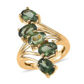 Tanzanian Natural Green Apatite 5 Stone Ring in Vermeil Yellow Gold Over Sterling Silver 3.90 ctw - Sticky add to cart bar
