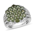Green Apatite and Moissanite Ring in Platinum Over Sterling Silver (Size 10.0) 4.35 ctw - Sticky add to cart bar