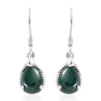 African Malachite Earrings in Platinum Over Sterling Silver 5.60 ctw