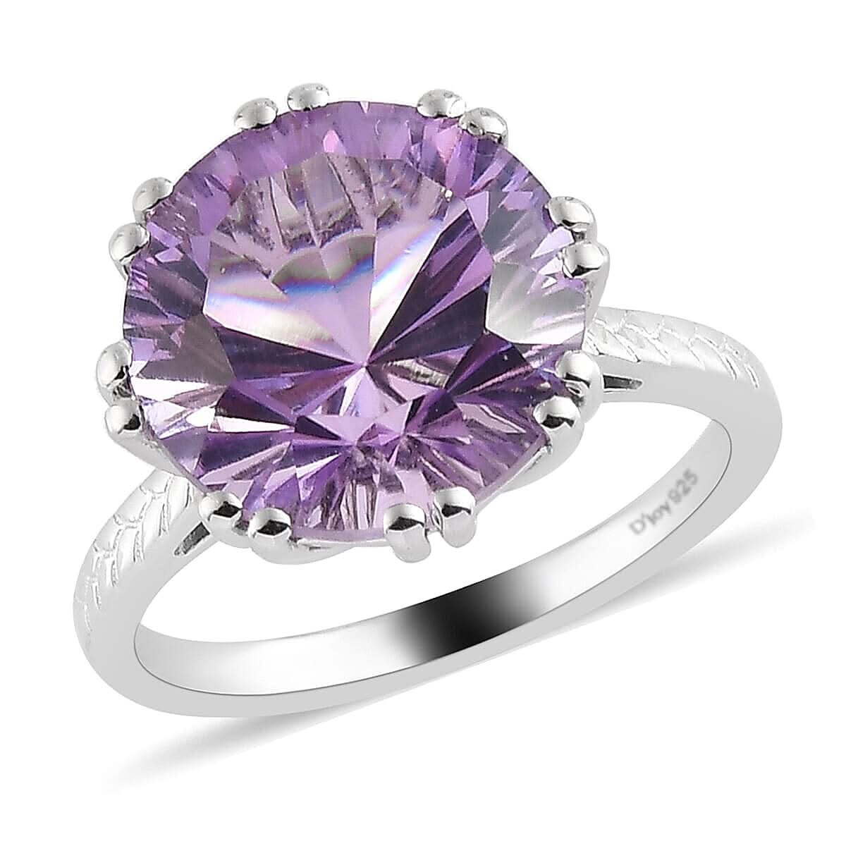 Rose De France Amethyst Solitaire Ring in Platinum Over Sterling Silver 6.00 ctw