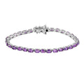 Amethyst Tennis Bracelet in Platinum Over Sterling Silver (6.50 In) (6.85 g) 6.40 ctw - Sticky add to cart bar