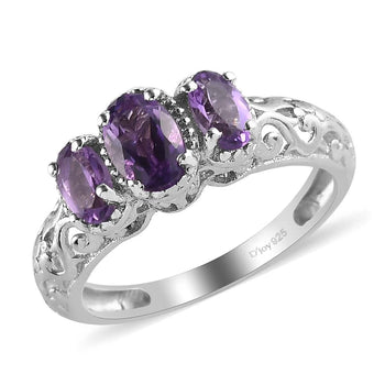Mozambique Garnet 3 Stone Ring in Platinum Over Sterling Silver 1.15 ctw - Product card gallery slide 1 (9431330128127)