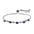 D'Joy Madagascar Blue Sapphire Bracelet, Station Bolo Bracelet, Platinum Over Sterling Silver and Stainless Steel Bracelet, Sapphire Bolo Bracelet 3.15 ctw - Sticky add to cart bar