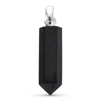 Black Shungite Pencil Shape Pendant in Sterling Silver 6.85 ctw