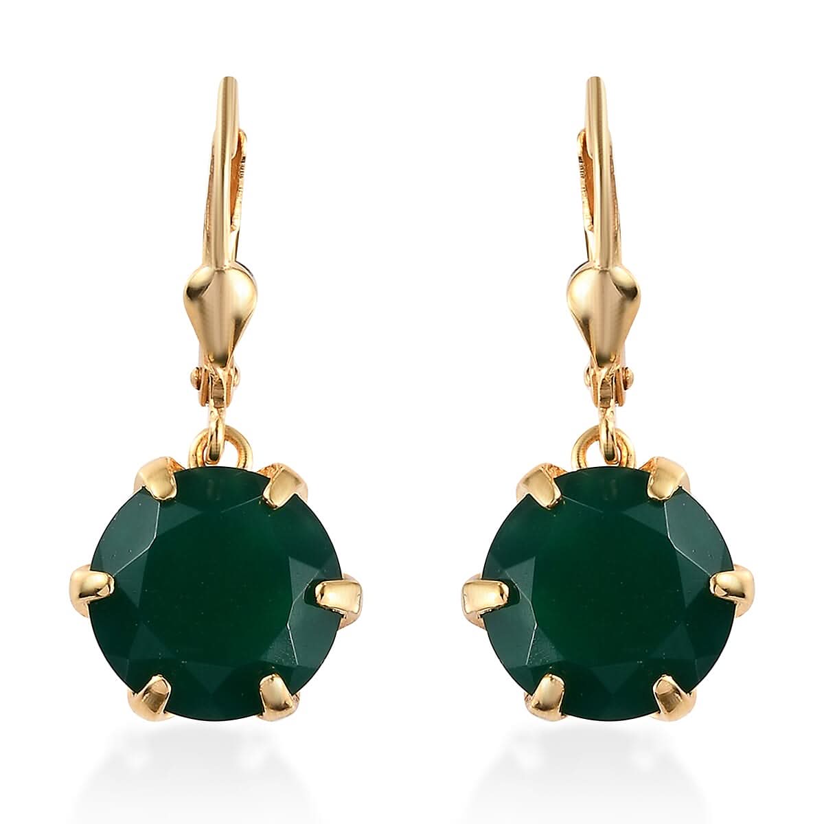 Verde Onyx Lever Back Earrings in Vermeil Yellow Gold Over Sterling Silver 8.00 ctw