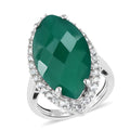 Verde Onyx and Natural White Zircon Ring in Platinum Over Sterling Silver (Size 9.0) 10.25 ctw - Sticky add to cart bar