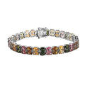 Multi-Tourmaline Double Row Bracelet in Platinum Over Sterling Silver (8.00 In) (19.65 g) 27.25 ctw - Sticky add to cart bar