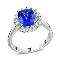 Rhapsody 950 Platinum AAAA Tanzanite and E-F VS Diamond Halo Ring 5.60 Grams 2.60 ctw