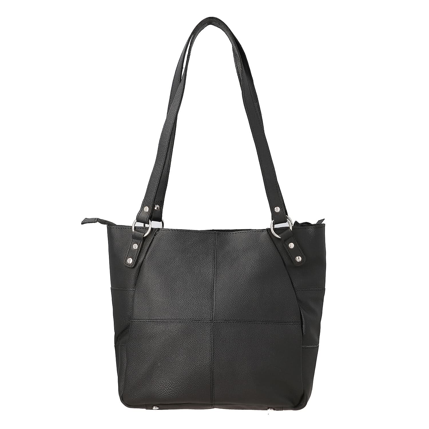 New Age Black Genuine Leather Shoulder Bag (11"x5"x10.5")