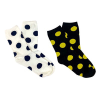 Set of 2 Black and White Polka Dots Pattern Socks