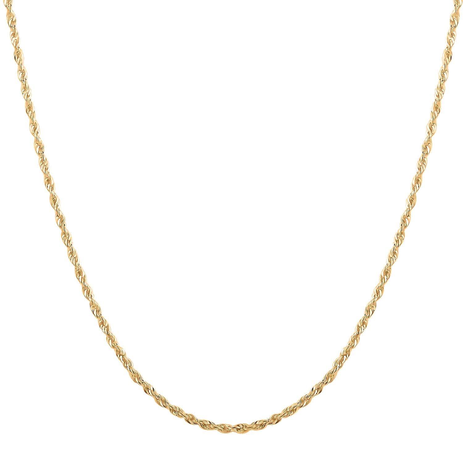 1.5mm Rope Chain Necklace in 10K Yellow Gold 18 Inches 1.3 Grams