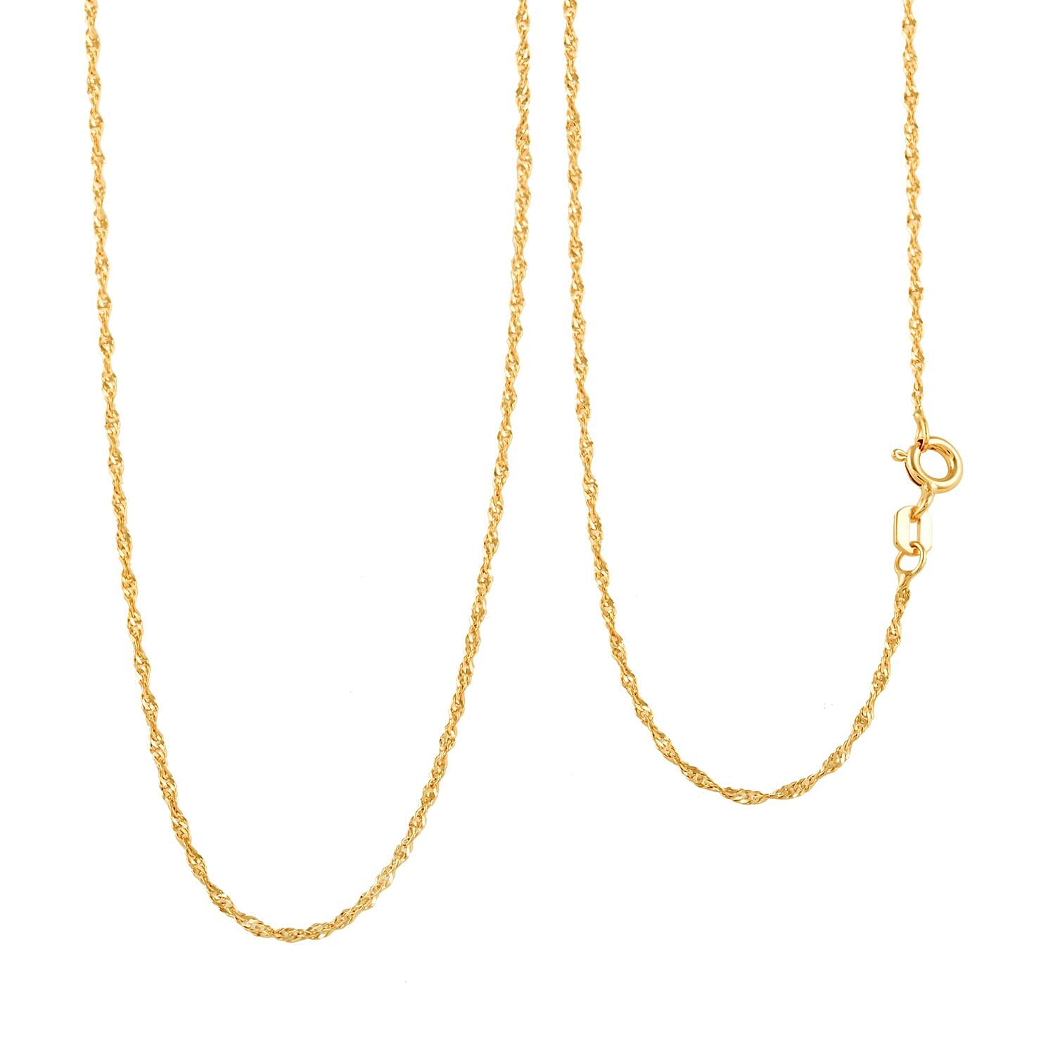 10K Yellow Gold Singapore Chain Necklace with Spring Ring Clasp