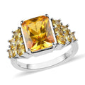 Simulated Yellow Diamond Ring in Platinum Over Copper with Magnet 6.85 ctw - Sticky add to cart bar
