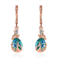 Karis Peacock Quartz (Triplet) and White Zircon Lever Back Earrings in 18K RG Plated 3.60 ctw