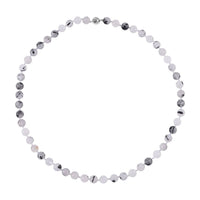 Black Rutilated Quartz Beaded Necklace 20 Inches in Rhodium Over Sterling Silver 220.00 ctw