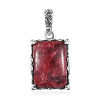 D'Joy Artisan Crafted Norwegian Thulite Solitaire Pendant in Sterling Silver 19.00 ctw
