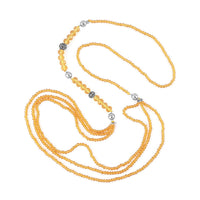 Blue Austrian Crystal Beaded Necklace 42 Inches in Silvertone