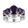 Premium Moroccan Amethyst 5 Stone Ring in Platinum Over Sterling Silver 3.50 ctw - Sticky add to cart bar