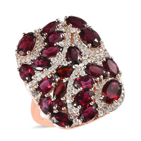 Premium Anthill Garnet and Moissanite Ring in Vermeil Rose Gold Over Sterling Silver 6.75 ctw