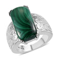 African Malachite Solitaire Ring in Stainless Steel 16.40 ctw - Sticky add to cart bar