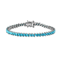 Premium Sleeping Beauty Turquoise Tennis Bracelet in Platinum Over Sterling Silver (6.50 In) 7.50 ctw