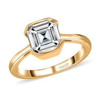 Asscher Cut Moissanite Solitaire Ring in Vermeil Yellow Gold Over Sterling Silver 1.85 ctw