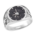 Nautical Compass Men's Ring in Black Oxidised Stainless Steel (Size 9.0) - Sticky add to cart bar
