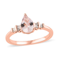 Pink Morganite and Diamond Ring in Vermeil Rose Gold Over Sterling Silver 1.15 ctw