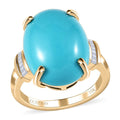 Luxoro 10K Yellow Gold Premium Sleeping Beauty Turquoise and Diamond Ring (Size 6.0) 7.20 ctw - Sticky add to cart bar
